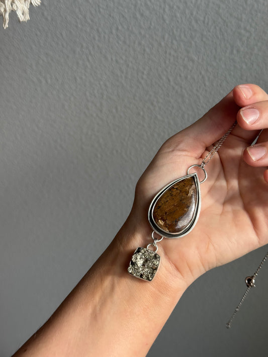 Pyrite + Bronzite Double Stacker Pendant