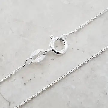 Sterling silver box chain necklace, 18 inches, Italian-made