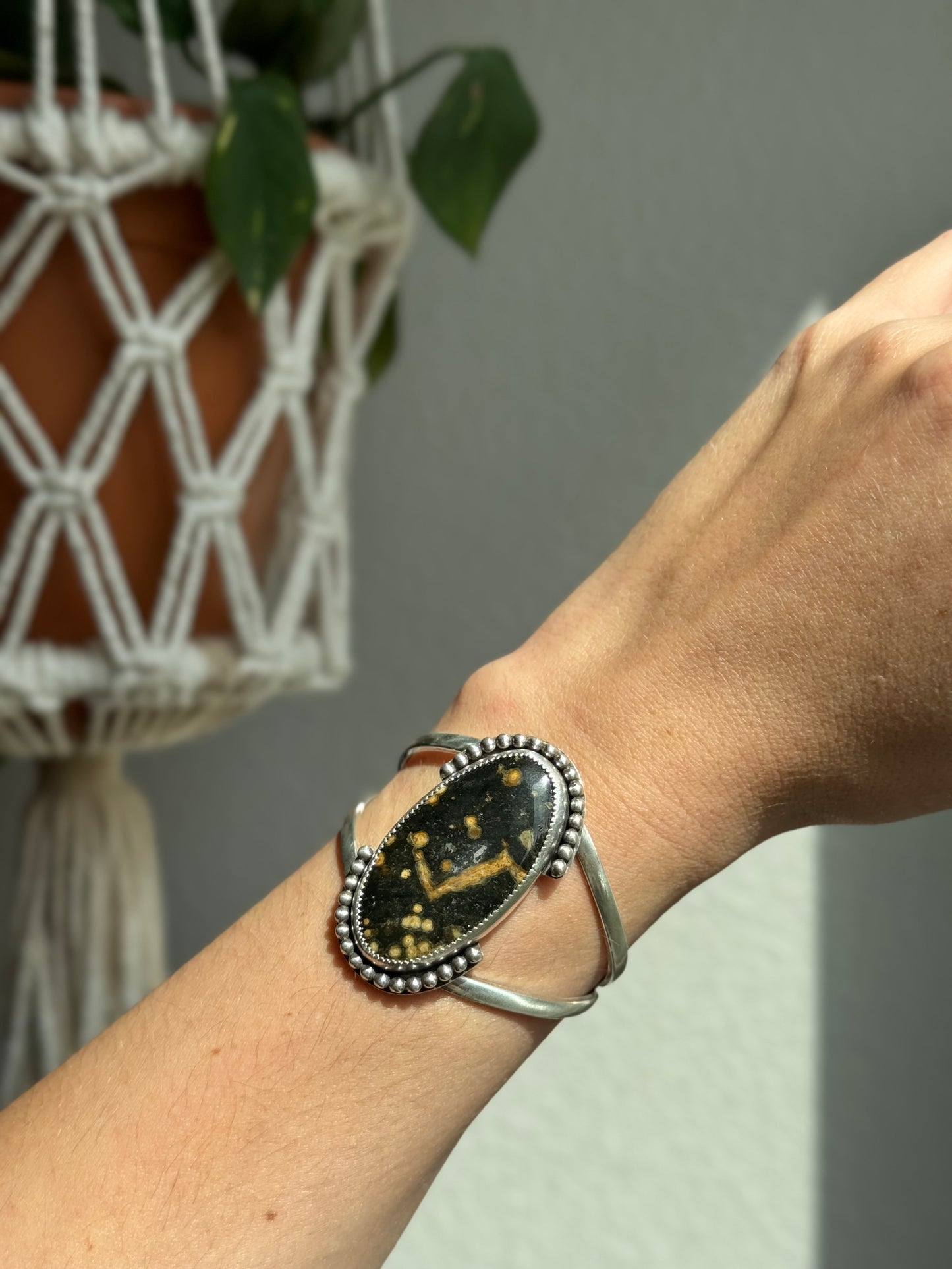 Ocean Jasper Beaded Cuff Double Band
