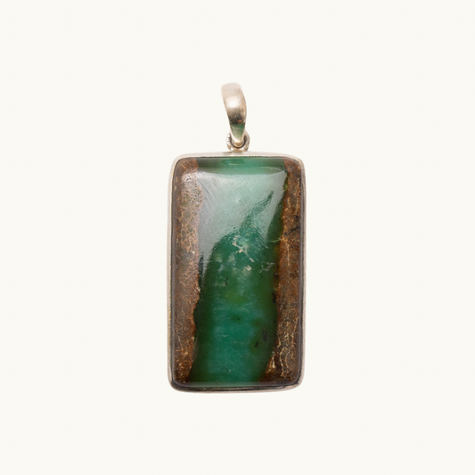 Chrysoprase Pendant - Find healing and forgiveness with our Chrysoprase pendant. Stone roughly measures 2". Each pendant is uniquely chosen for you.