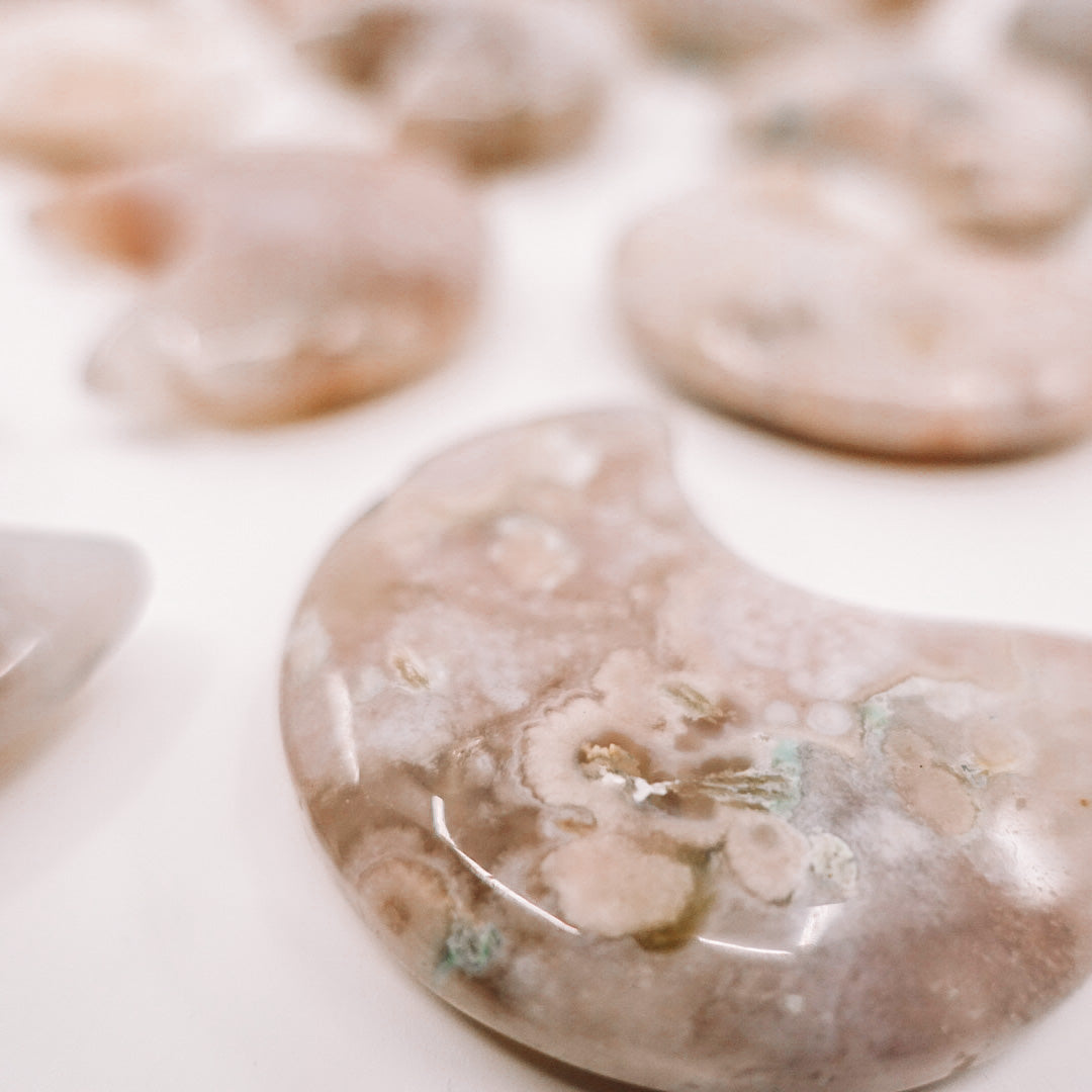 Flower Agate Shaped Moons - Nurturing Divine Feminine Energy