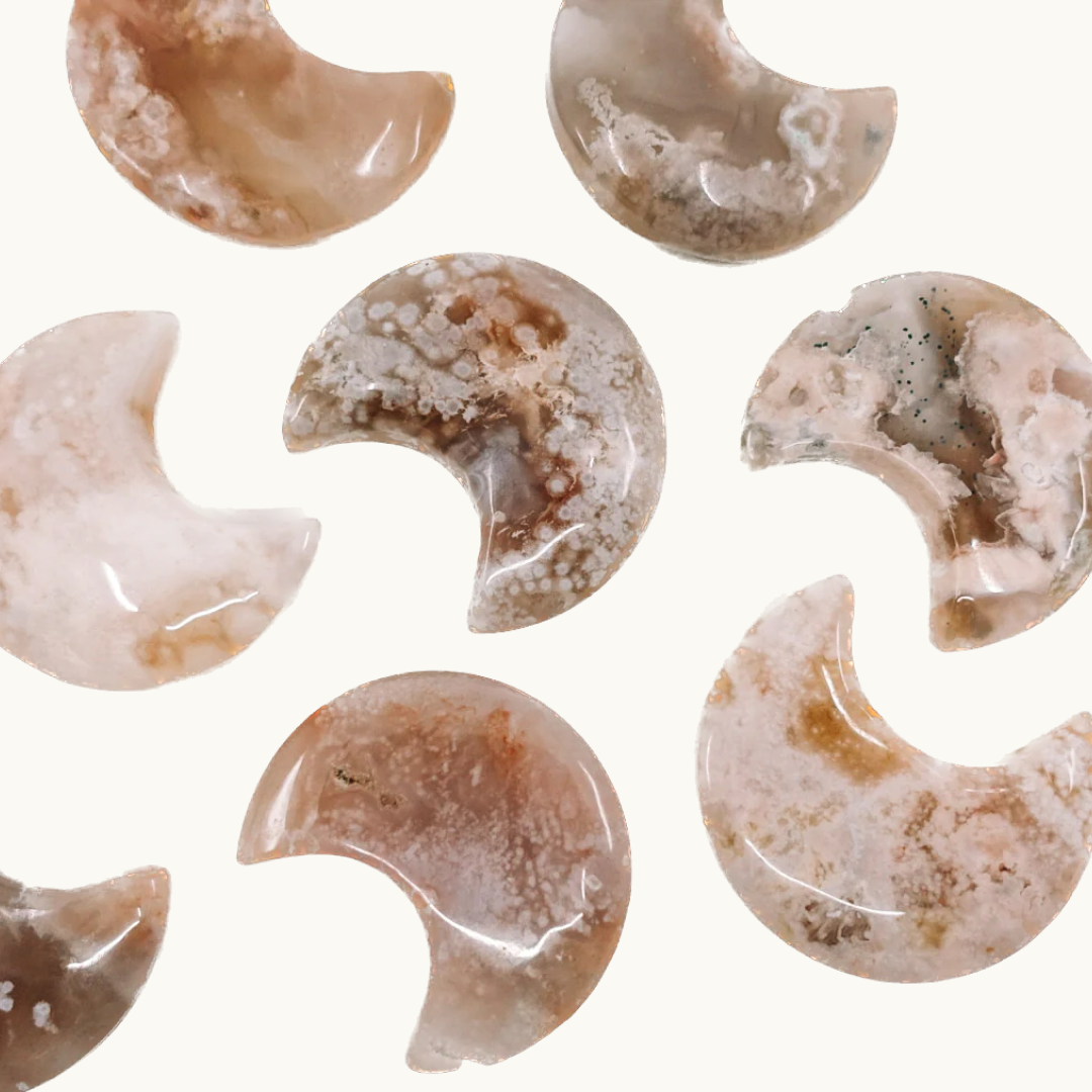 Flower Agate Shaped Moons - Nurturing Divine Feminine Energy