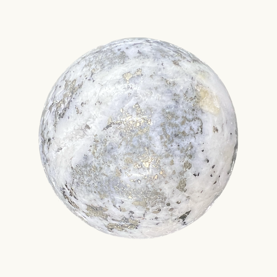 Pyrite in Quartz Sphere
