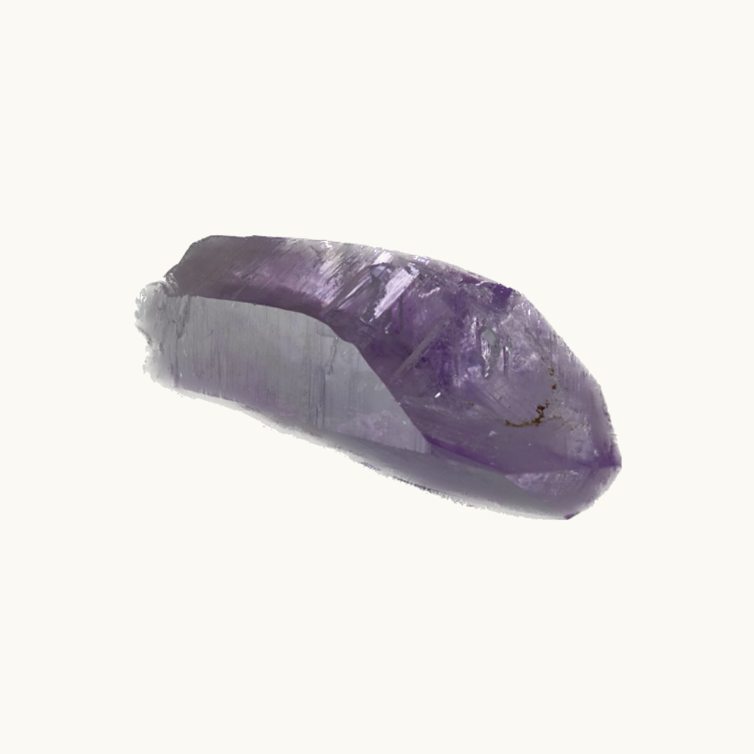 Vera Cruz amethyst crystal, available in small (1.5" x .25"), medium (1.5" + x .50" +), and large enhydro (1.5" x .50" + with trapped water) sizes. Ideal for higher chakra connection, intuition enhancement, and meditation. Shapes and sizes may vary.
