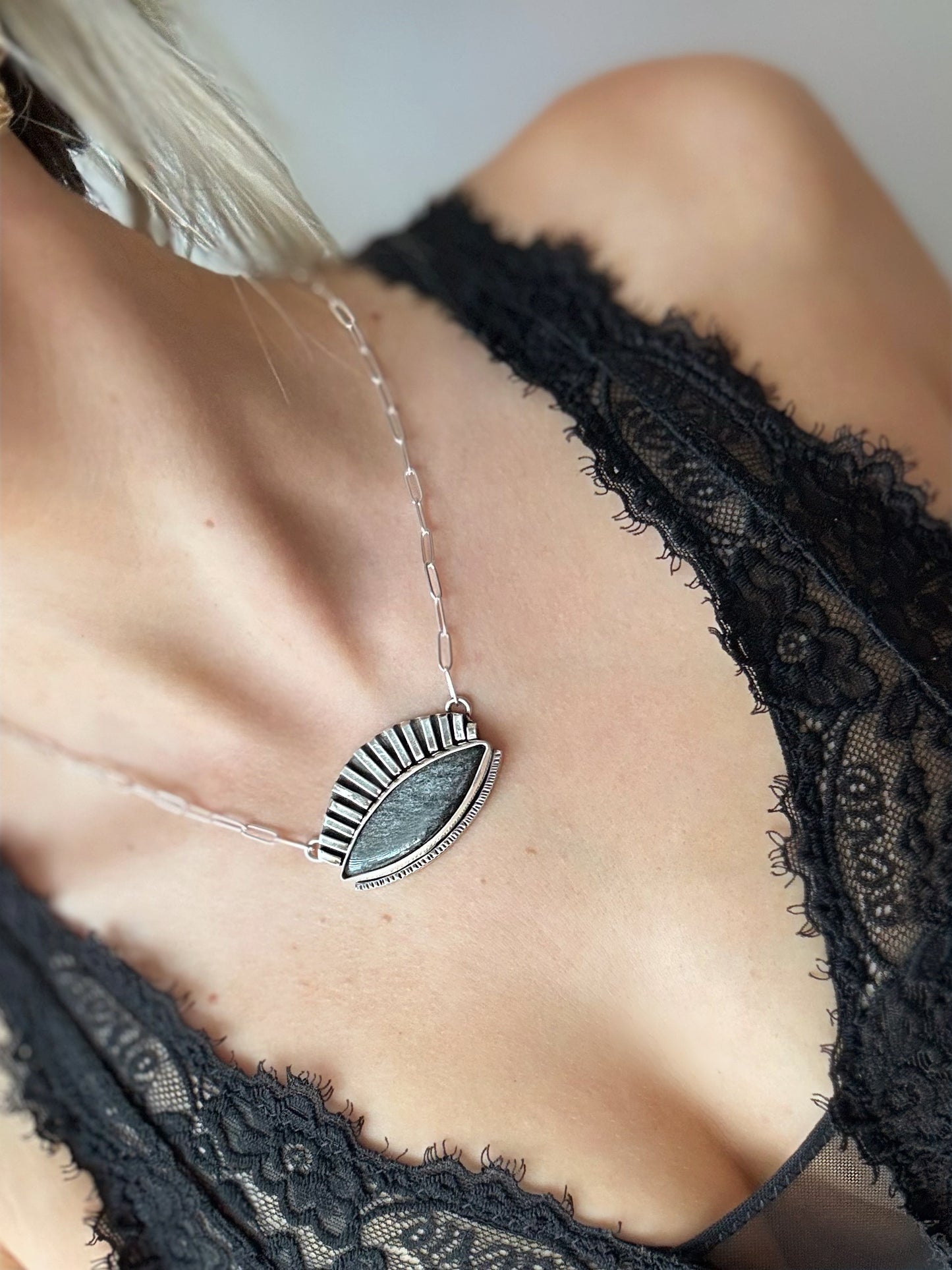 Evil Eye Gold Sheen Obsidian Handmade Necklace