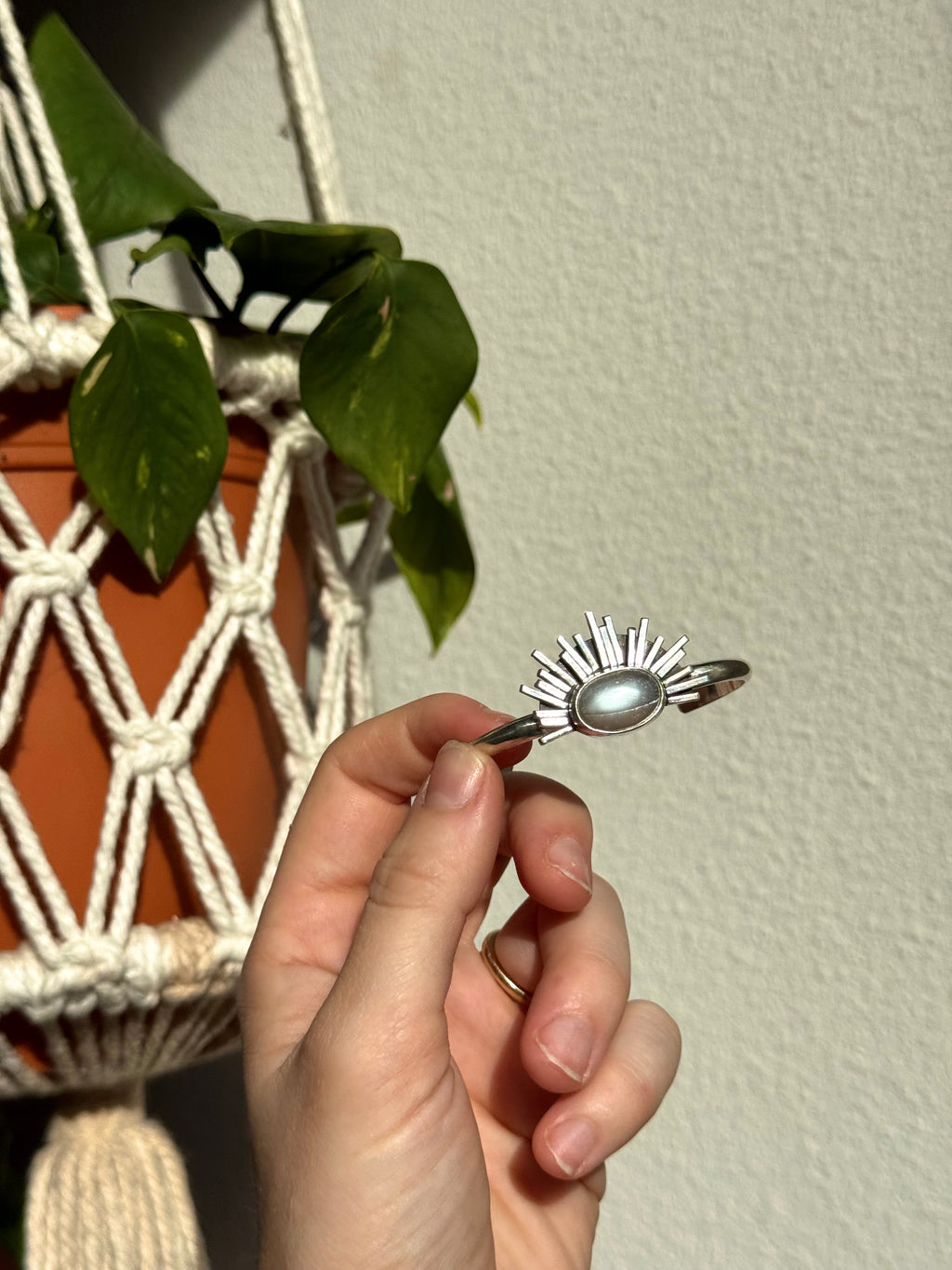 Sun Burst Cuff - Gray Moonstone