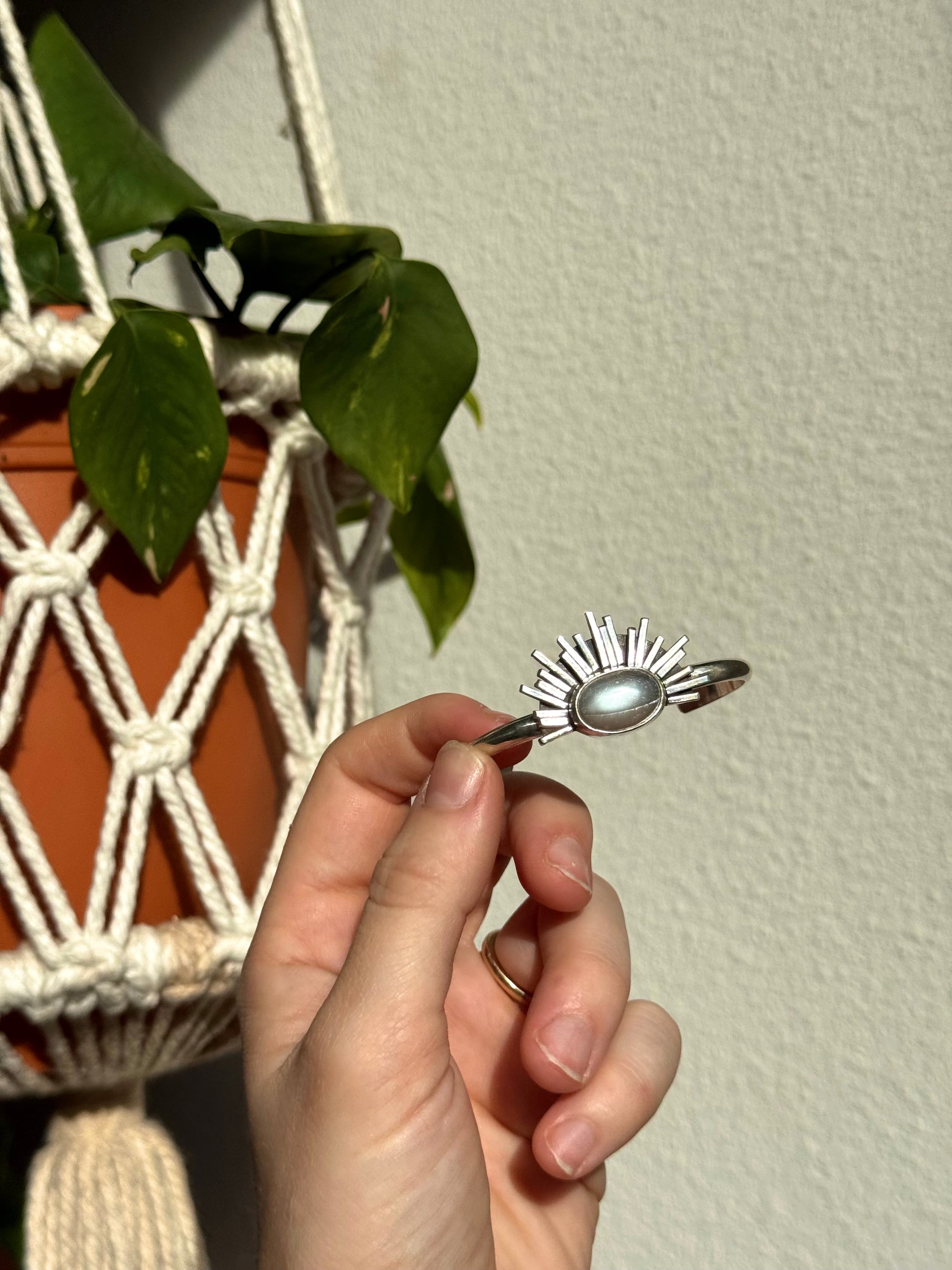 Sun Burst Cuff - Gray Moonstone