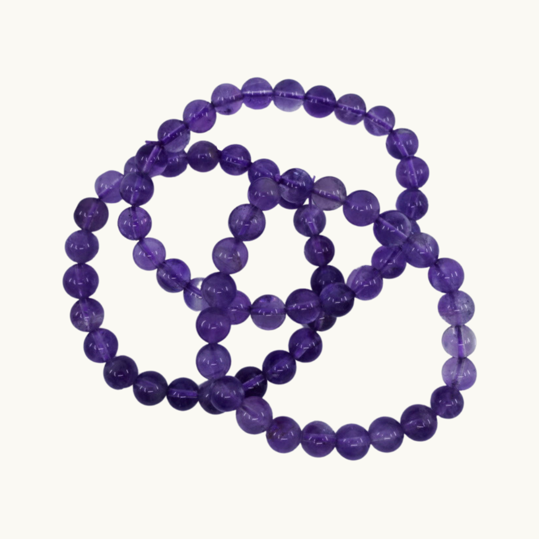 Amethyst Beaded Bracelets - Connect with your higher self with our Amethyst bracelets, known for enhancing intuition and spiritual connection. Available in 4mm, 8mm, and 10mm sizes, each bracelet is uniquely chosen for you.