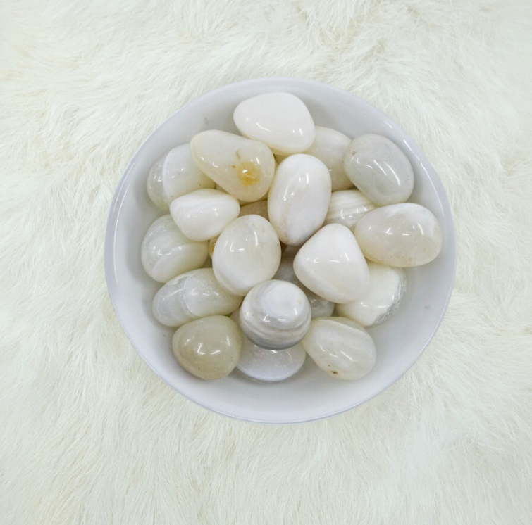 White Banded Agate Tumbled Crystals - Balance, Release, and Spiritual Understanding - Juniper Stones