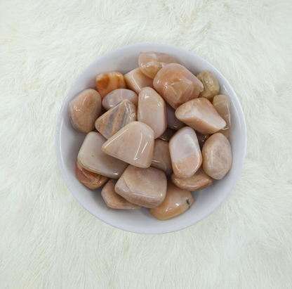 Peach Moonstone Tumbled Crystals - Love, Positivity, & Stress Relief - Juniper Stones