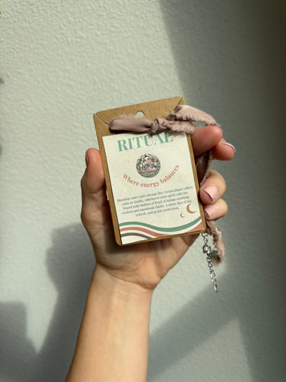 Ocean Jasper + Mother of Pearl Necklace 62