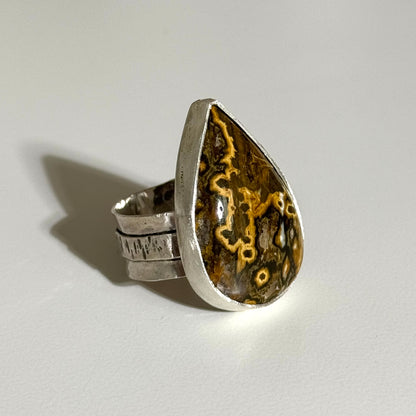 Ocean Jasper Thick Ring Band Size 8