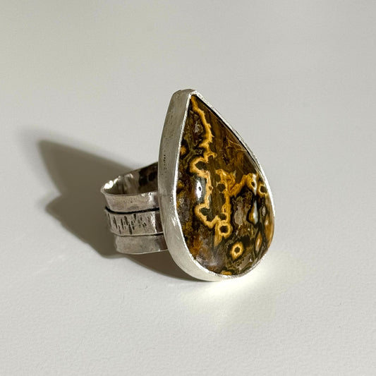 Ocean Jasper Thick Ring Band Size 8