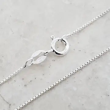 Sterling silver box chain necklace, 18 inches, Italian-made