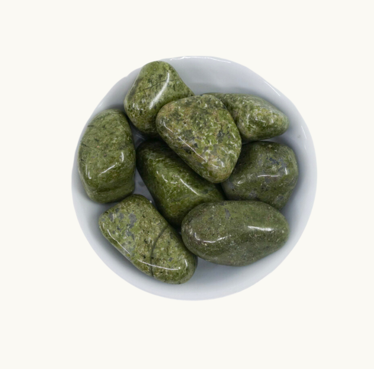 Epidote Tumbled Crystals - Overcome Negativity & Transform | Juniper Stones