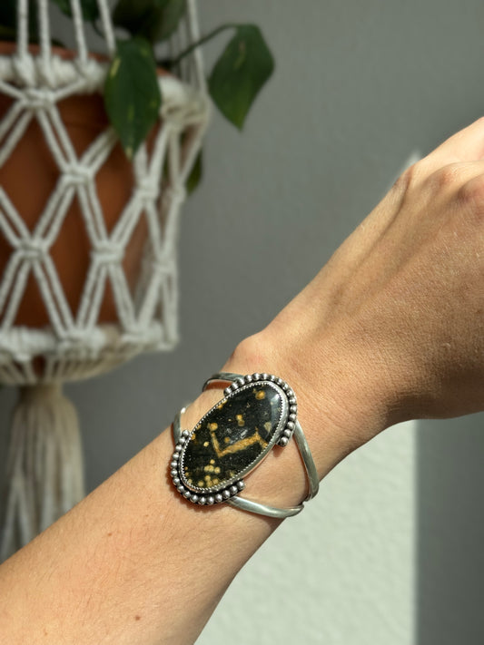Ocean Jasper Beaded Cuff Double Band