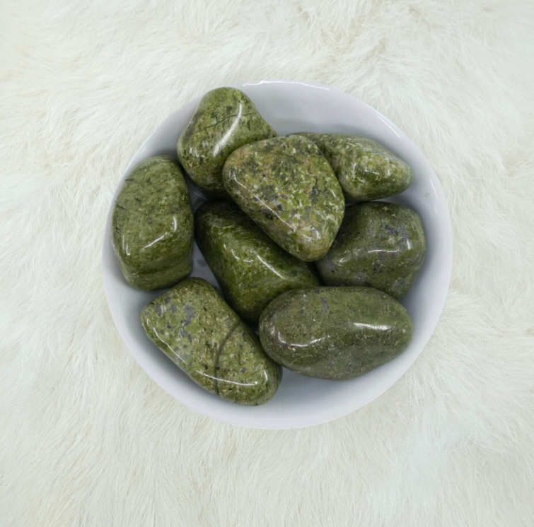 Epidote Tumbled Crystals - Overcome Negativity & Transform | Juniper Stones