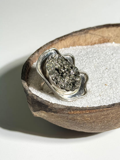Funky Statement Pyrite Ring - Size 7