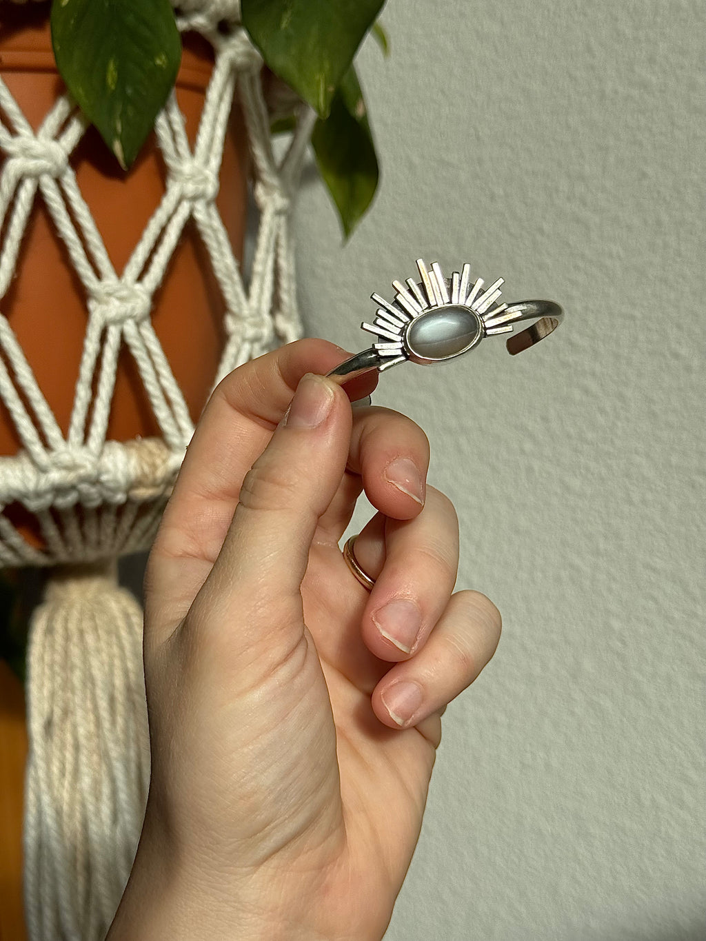 Sun Burst Cuff - Gray Moonstone