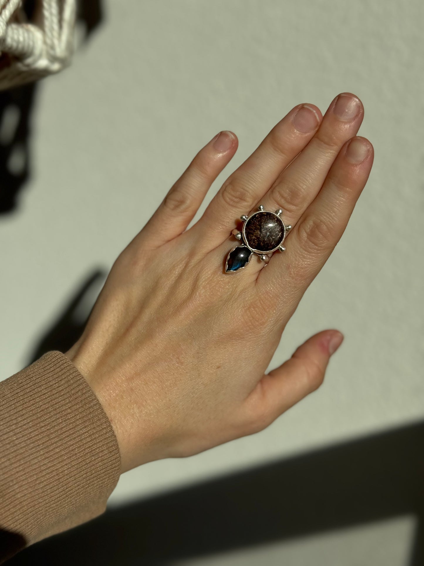 Bronzite/Labradorite Ring Size 8