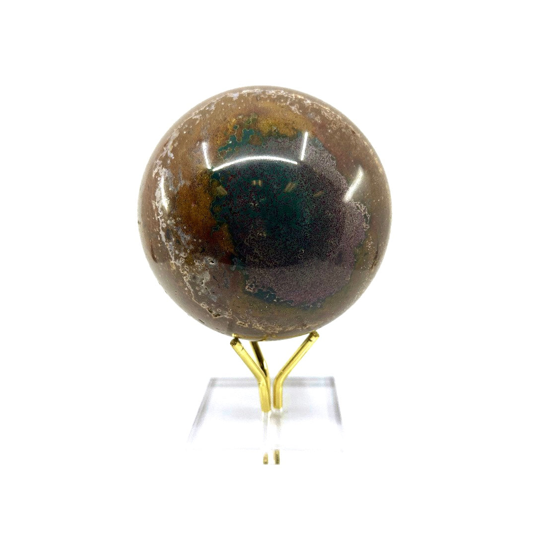 Large Ocean Jasper Sphere - Harmonious Blend of Fiery and Cooling Energies