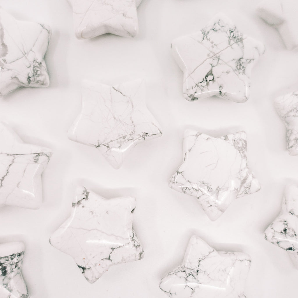 Mini crystal stars crafted from Howlite and Dalmatian Jasper