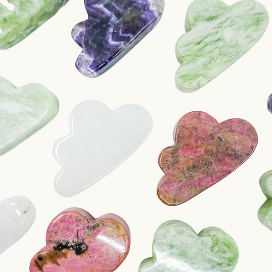 Cloud-Shaped Crystals - Rhodonite, Green Jade, Quartz, Chevron Amethyst - 3" x 1.75" - Intuitively Chosen