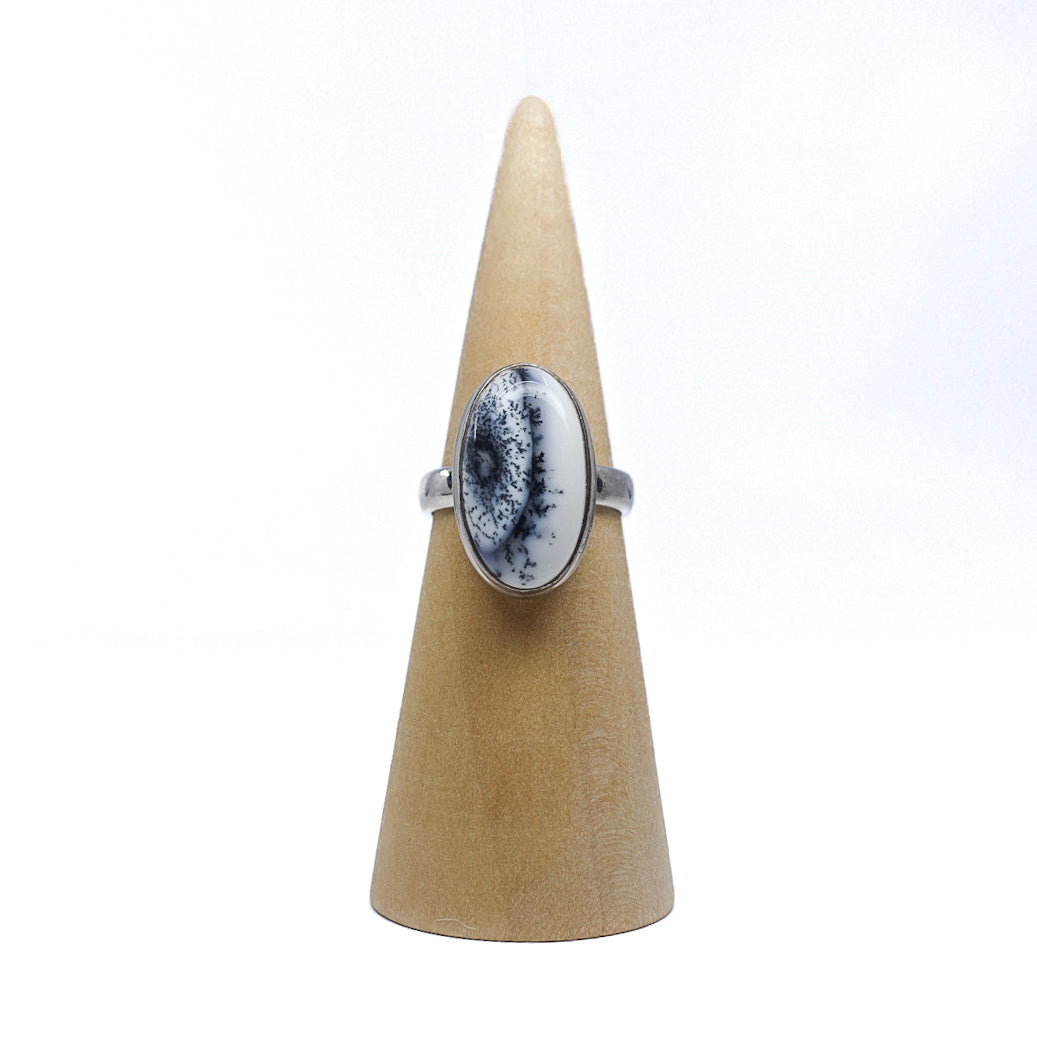 Dendritic Opal ring size 8 representing magical qualities and spiritual growth. Pairs with Mystic Merlinite. Shop now!