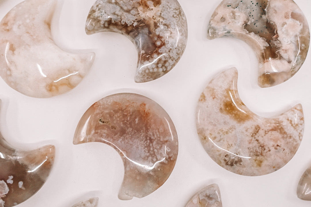  Flower Agate Shaped Moons - Nurturing Divine Feminine Energy