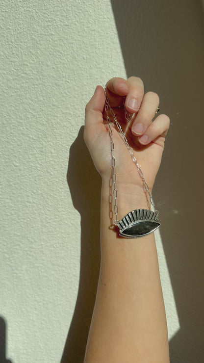 Evil Eye Gold Sheen Obsidian Handmade Necklace