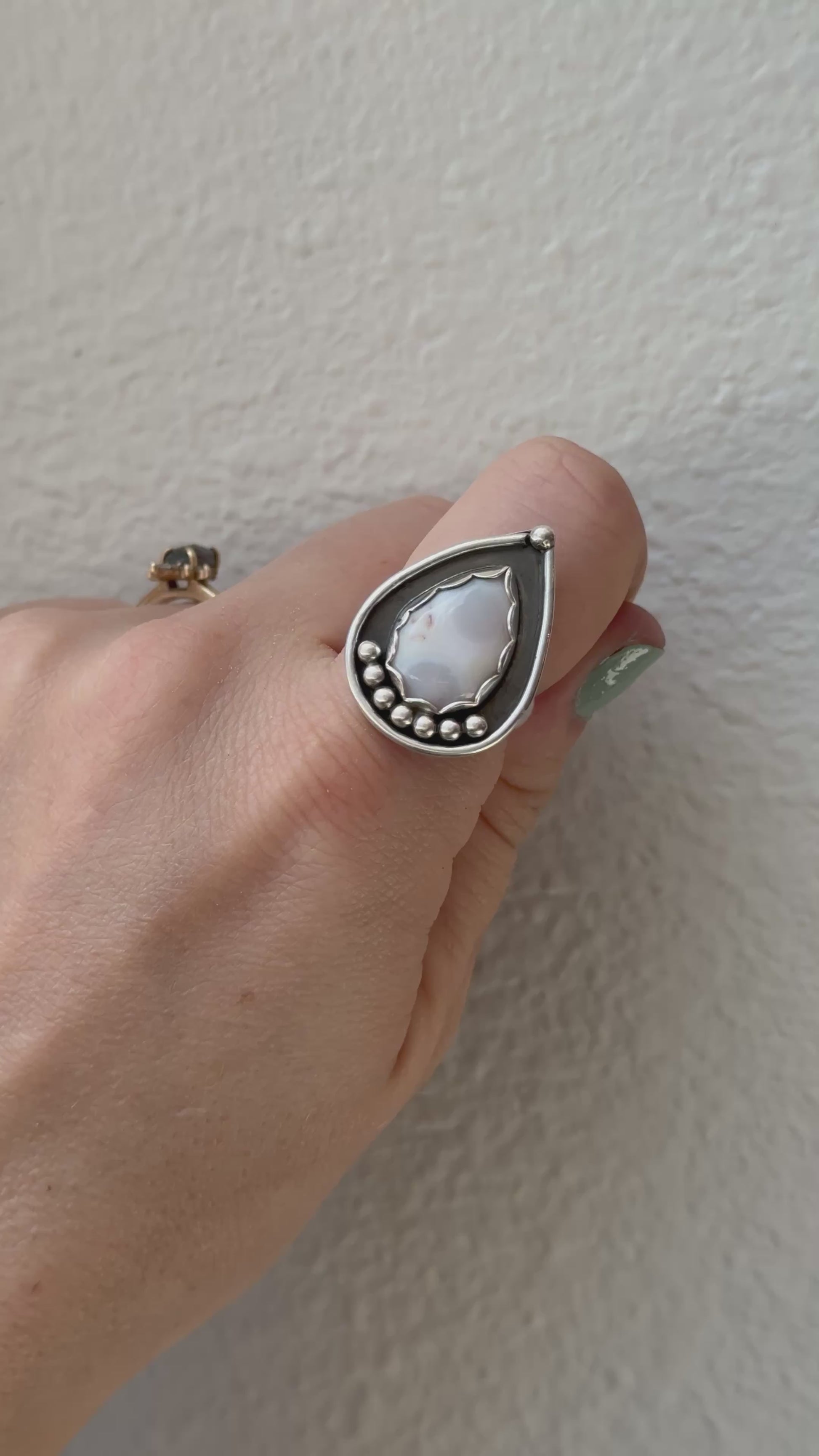 Ocean Jasper Teardrop Ring Sz 9