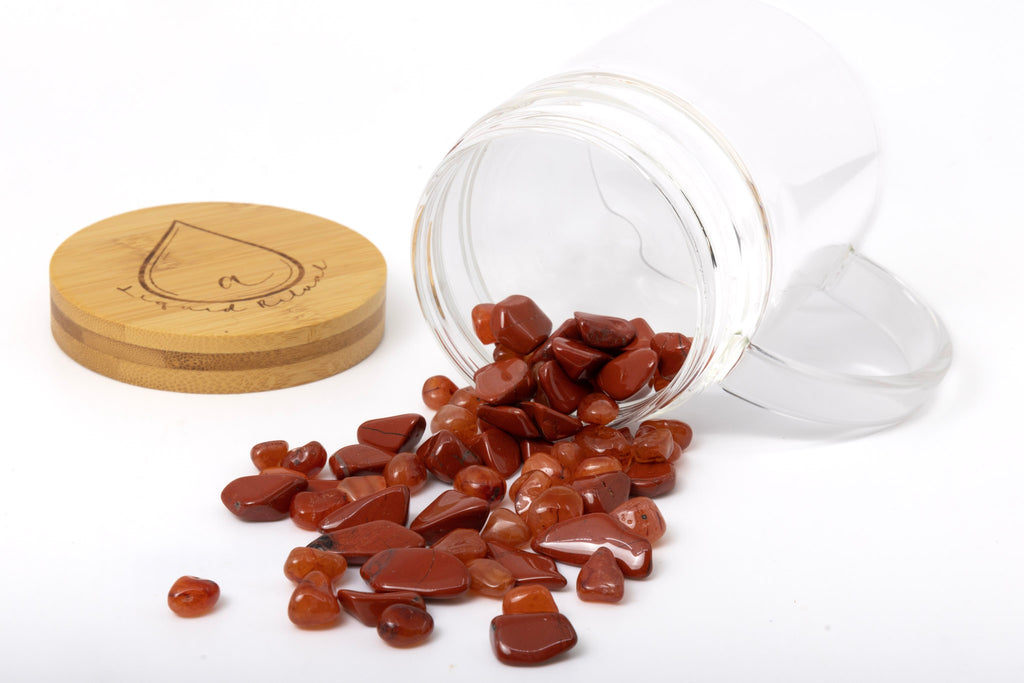 Crystal Mug for Confidence + Creativity with Carnelian and Red Jasper Crystalsu