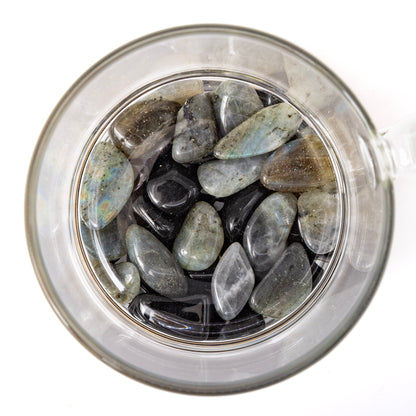 Crystal Mug for Protection + Grounding with Labradorite and Black Obsidian Crystals