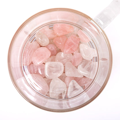 Crystal Mug for Love + Connection with Rose Quartz and Clear Quartz Crystals