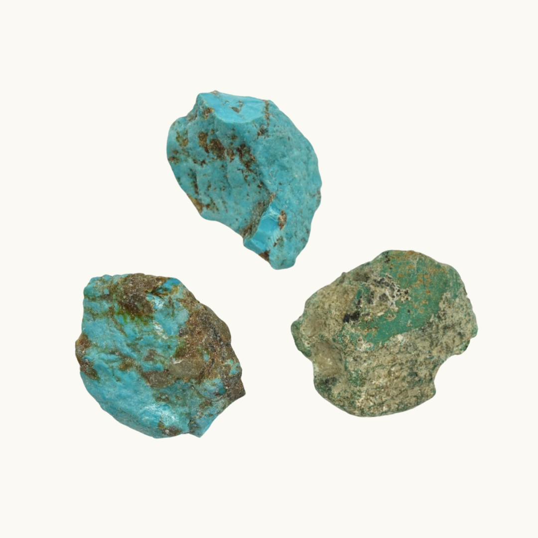 Stable Kingman Turquoise crystal, approximately 1.75 inches by 1.75 inches, showcasing its unique color and texture.