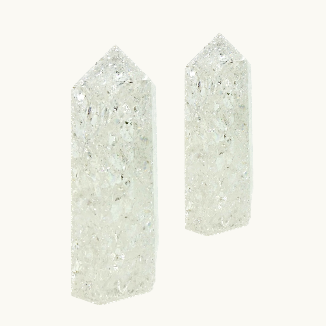 Crackle Quartz Points - Balance emotional energy, transmute dark energy into love and light.