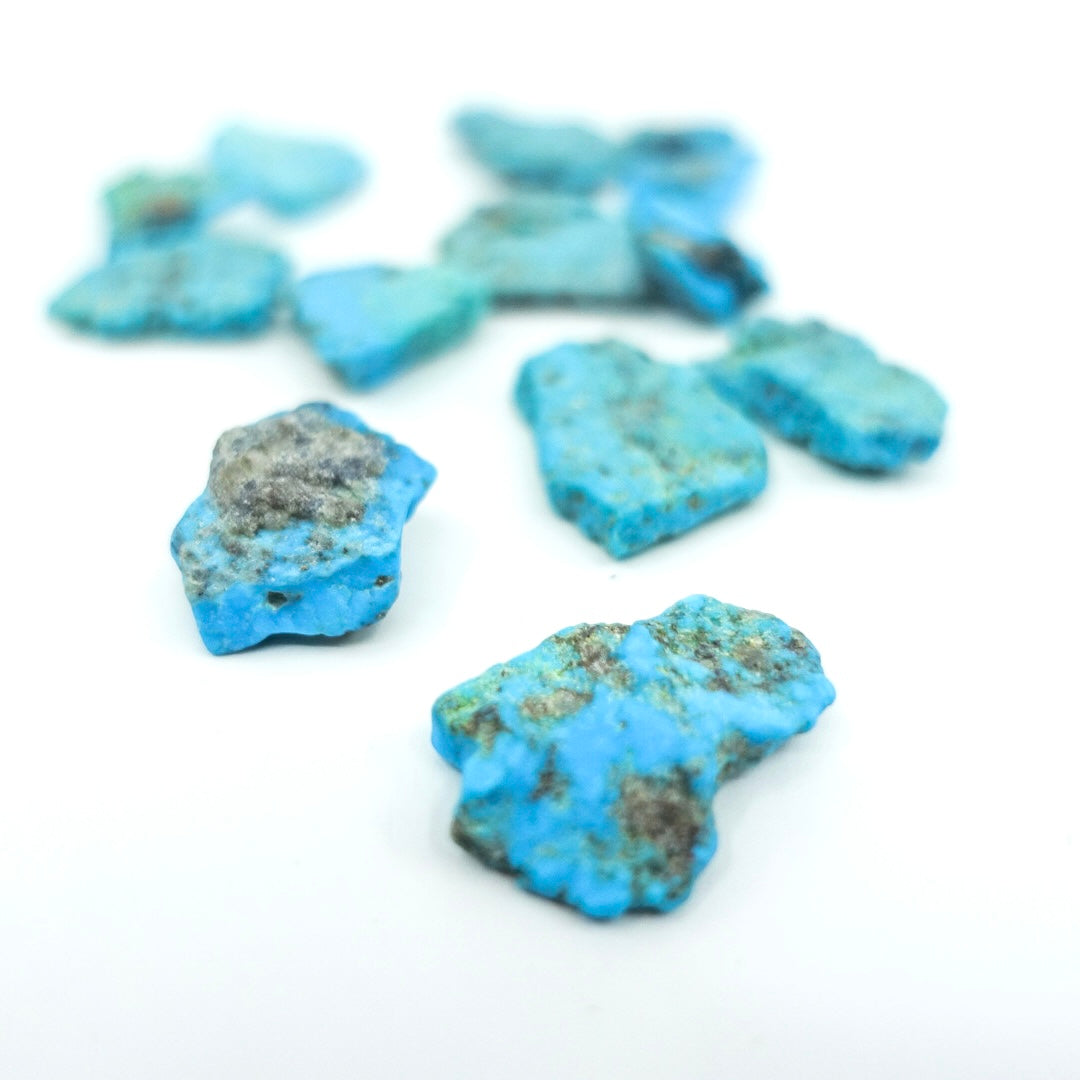 Natural Kingman Turquoise: Speak Your Truth with Heart Connection. Available in various sizes.