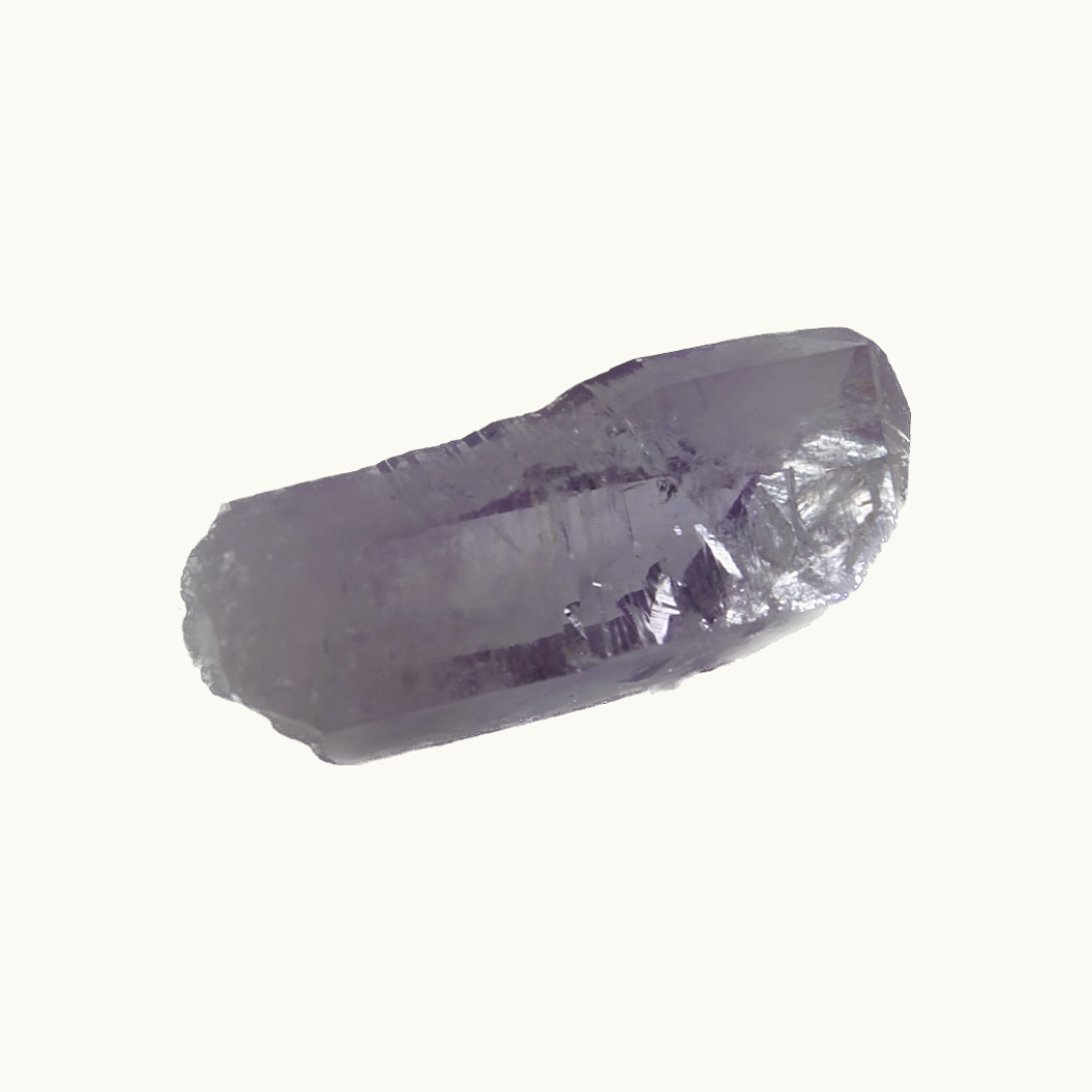 Vera Cruz amethyst crystal, available in small (1.5" x .25"), medium (1.5" + x .50" +), and large enhydro (1.5" x .50" + with trapped water) sizes. Ideal for higher chakra connection, intuition enhancement, and meditation. Shapes and sizes may vary.