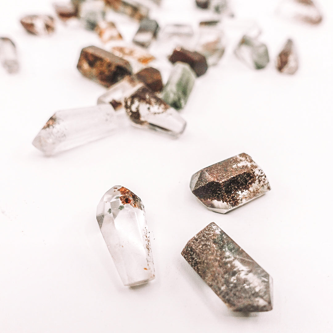 Chlorite Included Quartz Points - Connect with nature's energy, grounding, stabilizing.