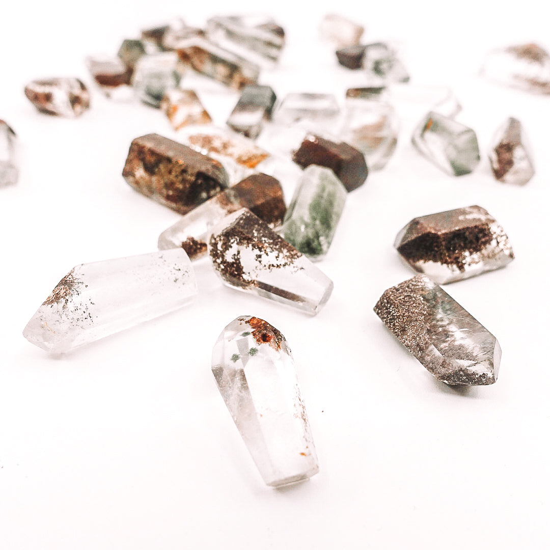 Chlorite Included Quartz Points - Connect with nature's energy, grounding, stabilizing.